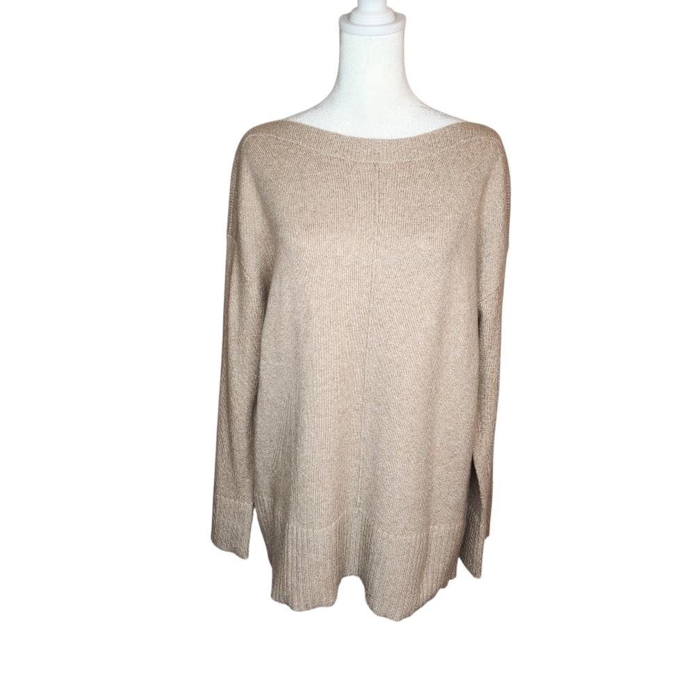 NEW Loft Beige Bateau Neck Sweater Neutral Minimalist Size Small